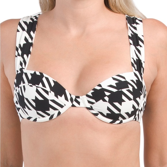 NWT WeWoreWhat Black White Houndstooth Bikini Claudia Top Riviera Bottom XS - Picture 3 of 13
